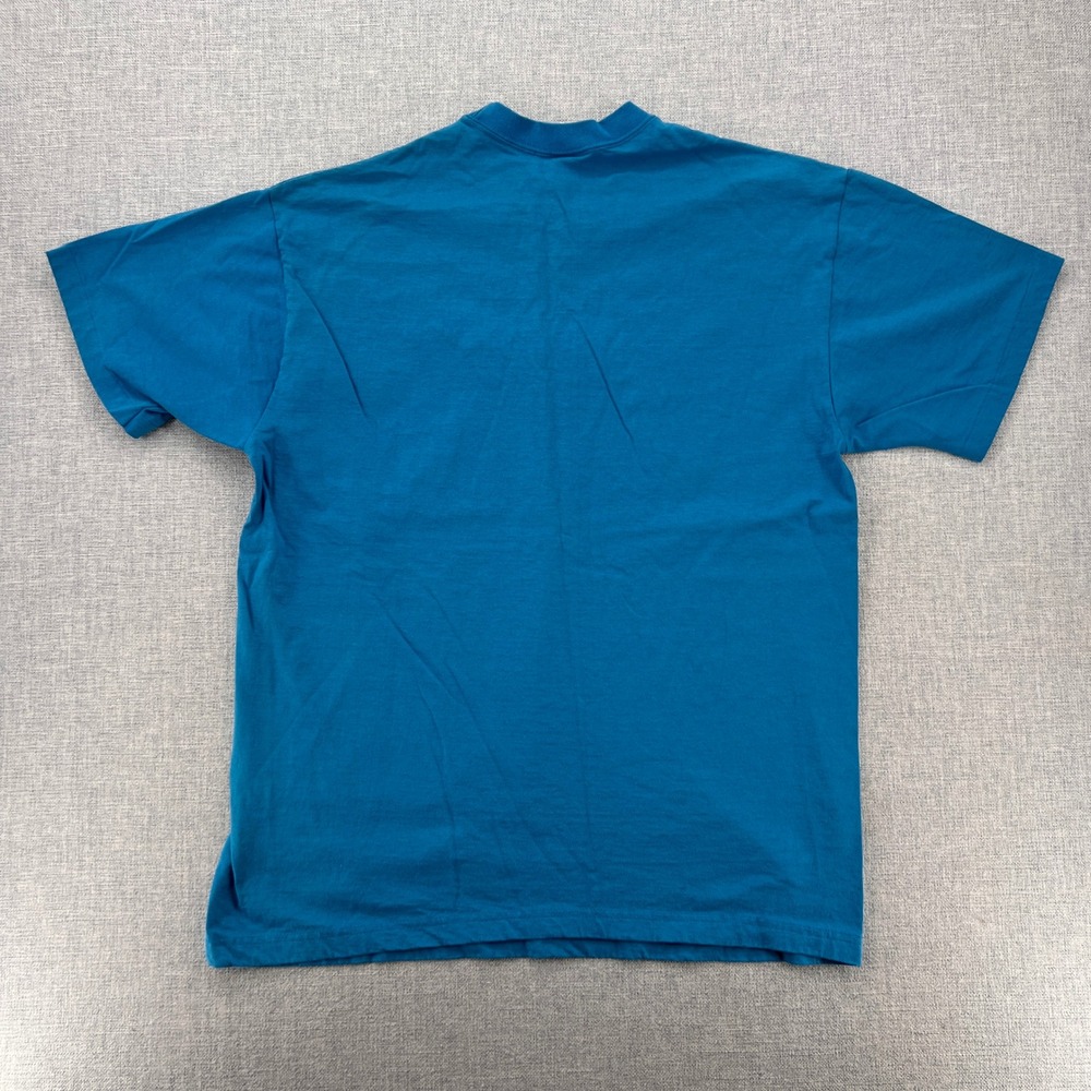 VTG 90s Guess Georges Marciano USA Script Logo Tee Men L/XL‎ Blue Single Stitch - Picture 2 of 9